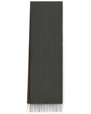 Ferragamo Accessoires ,Groen ,Double-Face Micro-Patroon Sjaal