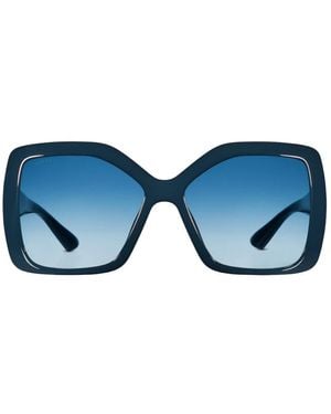 Gucci Rechteckige Blaue Sonnenbrille Mit Verlaufsgläsern