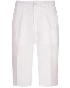 Kiton Weiße Leinen Bermuda Shorts