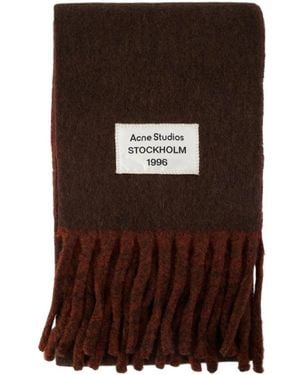 Acne Studios Schal Mit Fransen Und Logo-Label - Braun