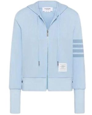 Thom Browne Hoodies & Sweatvesten ,Blauw ,Katoen Loopback 4-Bar Shrunken Hoodie