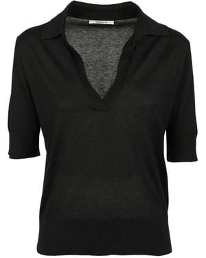 Kangra Schwarzes Polo Aus Seide Und Kaschmir