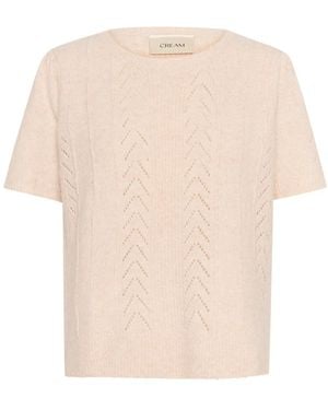 Cream Round-Neck Knitwear - Natural