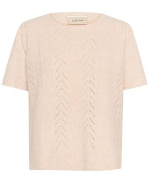 Cream Round-Neck Knitwear - Neutre