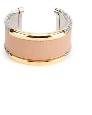 Balenciaga Bicolor Leather Logo Bracelet - White