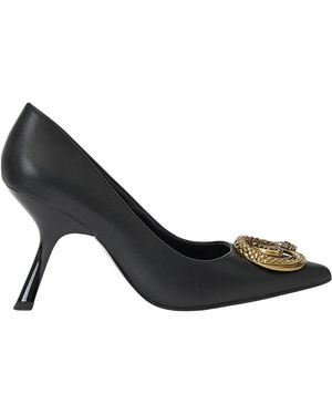 Just Cavalli Schoenen ,Zwart ,Leren Pumps Met Slangenlogo