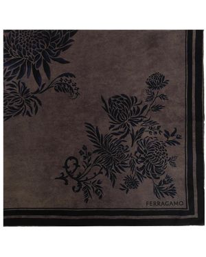 Ferragamo Accessoires ,Grijs ,Brocade Zijden Sjaal - Zwart