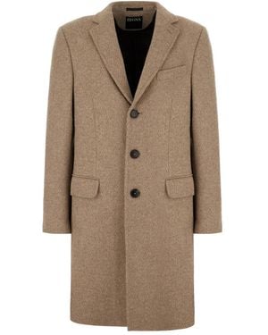 ZEGNA Single-Breasted Coats - Brown
