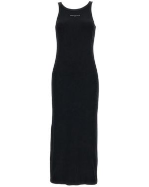 Maison Kitsuné Geripptes Baumwoll-Midikleid - Schwarz