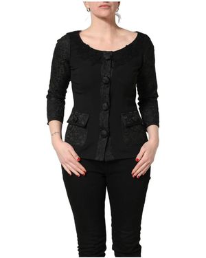 Dolce & Gabbana Truien & Vesten ,Zwart ,Katoen Blazer Met Knopen