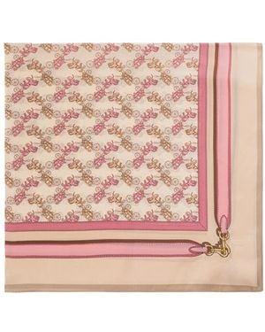 COACH Accessoires ,Roze ,Zijde Vierkante Sjaal Met Paard En Koets Bandprint