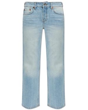 RE/DONE Jeans ,Blauw ,Katoen Slim Straight Crop Jeans