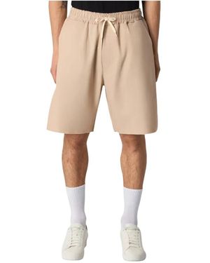 DISCLAIMER Casual Elastische Taille Stoffshorts - Natur