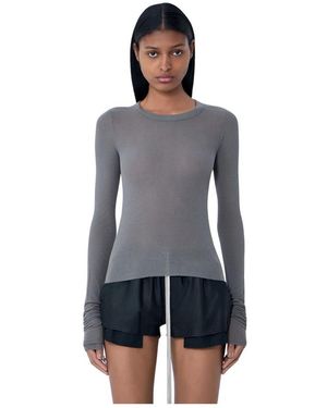 Rick Owens Tops ,Grijs ,Ribbed Long Sleeve T-Shirt - Blauw