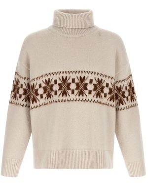 Kiton Truien & Vesten ,Wol Pullover Met Hoge Hals - Wit