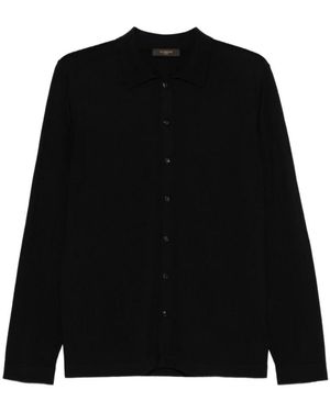 Zanone Overhemden ,Zwart ,Wol Camicia Con Bottoni