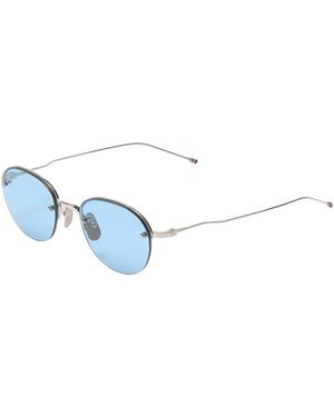 Thom Browne Titanium Semi-Rimless Oval Zonnebril - Blauw