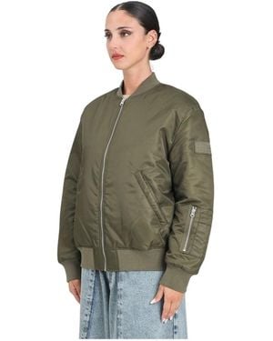 Maison Margiela Groene Bomberjack Met Diamantquilten