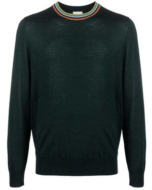 Paul Smith Wool-Silk Stripe Sweater - Groen