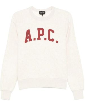 A.P.C. Hoodies & Sweatvesten ,Katoen Fafalda Logo Print Sweatshirt - Wit