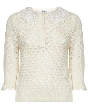 Chloé Round-Neck Knitwear - Blanc