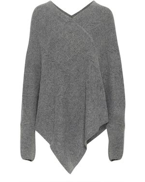 Cream Gestrickter Poncho Asphalt Melange - Grau