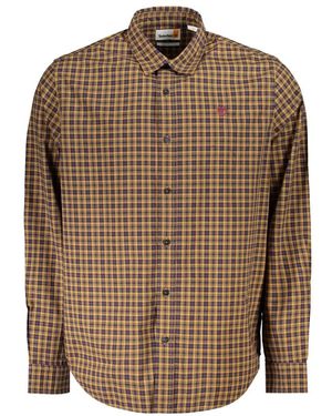 Timberland Overhemden ,Geel ,Long-Sleeve Check Shirt - Bruin