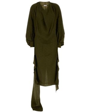 Ferragamo Olijfgroene Zijden Jurk