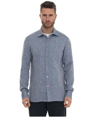 Kiton Overhemden ,Blauw ,Denim Casual Shirt