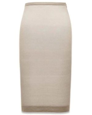 Saint Laurent Silk Knit Pencil Skirt - Naturel