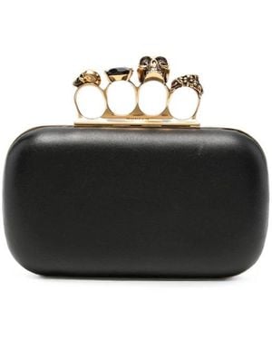 McQueen Skull Four-Ring Clutch - Schwarz