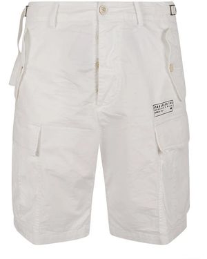 DSquared² Korte Broeken ,Wit ,Katoen Shorts Met Meerdere Zakken - Grijs