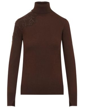 Ermanno Scervino Truien & Vesten ,Bruin ,Wol Fijngebreide Coltrui