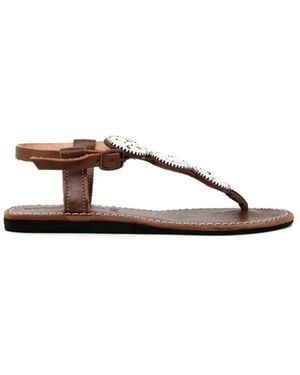 Laidbacklondon Beaded Leather Sandal - Braun