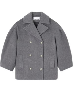 Ganni Double-Breasted Coats - Gris