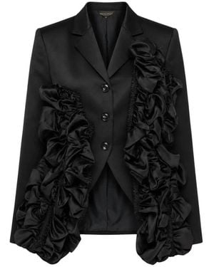 Comme des Garçons Jassen ,Zwart ,Satijn Gekreukte Satijnen Blazer