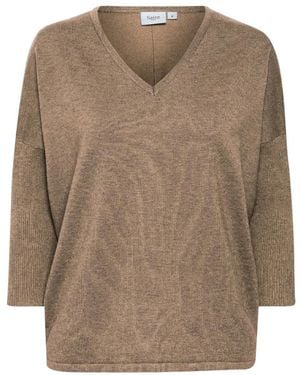 Saint Tropez V-Neck Knitwear - Brown