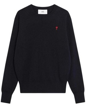 Ami Paris Round-Neck Knitwear - Bleu