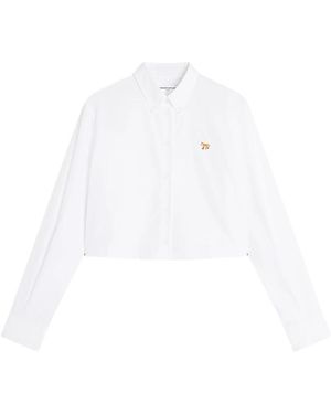 Maison Kitsuné Cropped Poplin Shirt - Wit