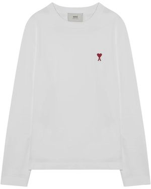 Ami Paris Long Sleeve T-Shirts - White
