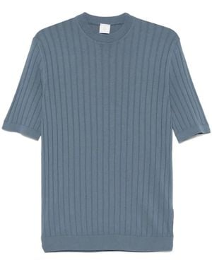 Eleventy Cerulean Ribbed T-Shirt - Blauw