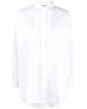 Ermanno Scervino Overhemden ,Wit ,Katoen Katoenen Blouse Met Geborduurde Inzet