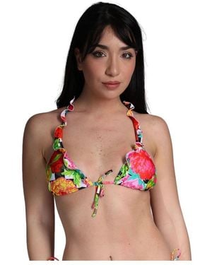 Moschino Gedrukte Lycra Driehoek Bikini Top - Rood