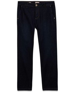 Oltre Rinse-Denim-Chinohose - Blau