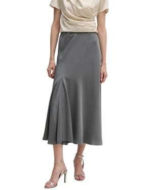 Sandro Ferrone Satin Ausgestellter Midirock - Grau