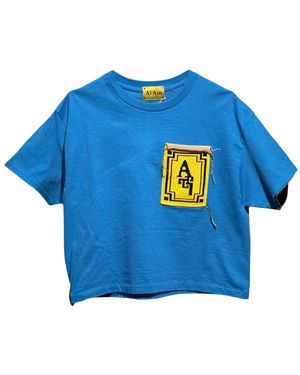 Al Ain Tops ,Blauw ,Katoen Arabisch-Geïnspireerd Cropped T-Shirt