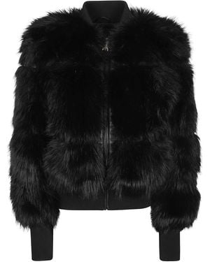 Patrizia Pepe Faux Fur &Amp; Shearling Jassen - Zwart