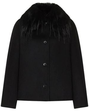 Loulou de Saison Jacke Mit Abnehmbarem Kunstpelzkragen - Schwarz