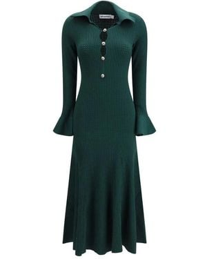 Self-Portrait Keyhole Knit Midi Dress - Green