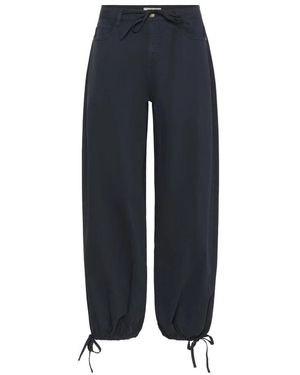 Cream Wide Trousers - Blue